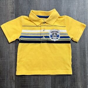 💞 New Carter’s Baby & Toddler Boys Size 12 Months Yellow Striped Soccer Polo